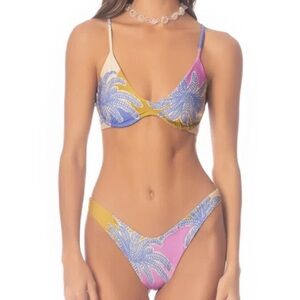 Maaji Periwinkle Palms Reversible Bikini Set NWT
